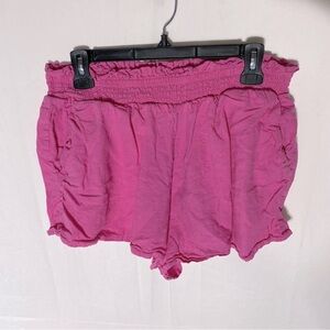 5/$35 Vintage No Boundaries Pink Linen Blend Shorts W Elastic Waistband L
